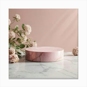 Pink Marble Cake Stand 4 Canvas Print