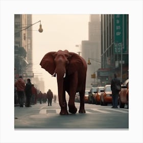 Elephant In The City Canvas Print