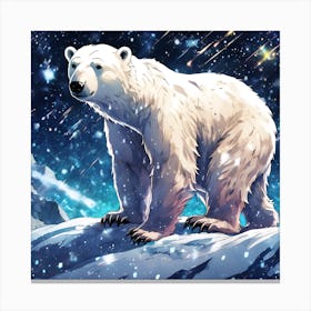 Polar Landscape, Bear in the Falling Snow Canvas Print