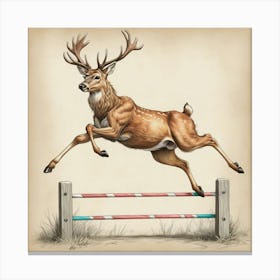 Deer Jumping Over Hurdles Canvas Print