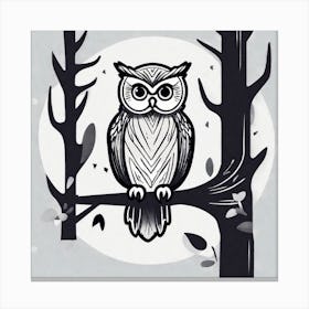 Owl On A Tree Branch Canvas Print