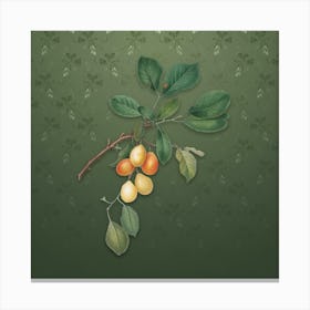 Vintage Cherry Botanical on Lunar Green Pattern n.2185 Canvas Print