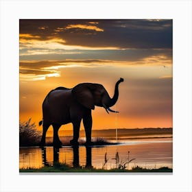 Sunset Elephant Canvas Print