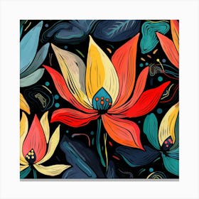 Lotus Flower Seamless Pattern 1 Canvas Print