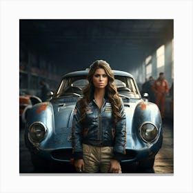 Girl In A Garage Canvas Print