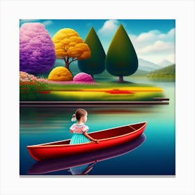 Little Girl In A Canoe Canvas Print