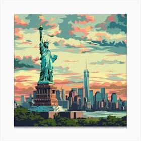 A Statue Of Liberty In New York Lofi Illustratio 1719922656 1 Canvas Print