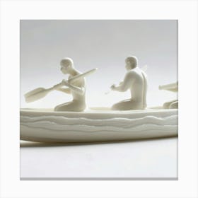 Three Men In A Canoe Canvas Print