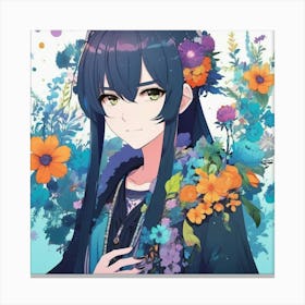 Anime Girl With Flowers 1 Canvas Print