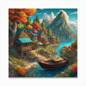 In An Isometric But Life Like Style A Gifted Painter Imaginative Creates Vibrant Landscapes A W 195148155 Canvas Print