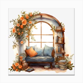 Roses And Books Canvas Print
