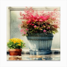 Watercolor Greenhouse Flowers 31 Canvas Print