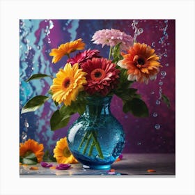 Flowers In A Blue Vase 2 Canvas Print