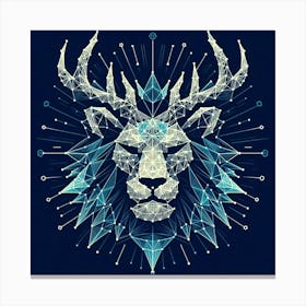 Lion Antelope String Art Concept Canvas Print