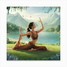 Yoga In The Forest Canvas Print