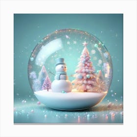 Snowman In A Christmas Globe Canvas Print