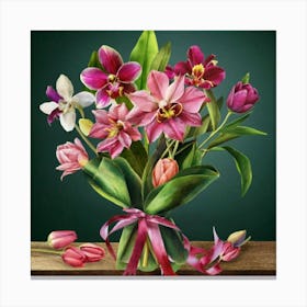 Tulips And Orchids Canvas Print