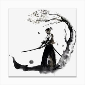 Japan Samurai Drawing Warrior Canvas Print