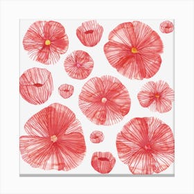 Watercolor Poppies in Red on White Canvas Print