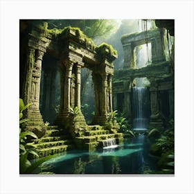 Ancient Temple Ruins In The Jungle Canvas Print