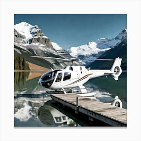 Helicopter On A Lake Canvas Print