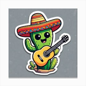 Cactus With Guitar 11 Canvas Print