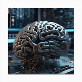 Brain On A Computer 14 Canvas Print