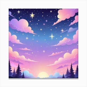 Sky With Twinkling Stars In Pastel Colors Square Composition 199 Canvas Print