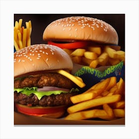 French Fries And Hamburgers Canvas Print