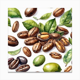 Coffee Beans Seamless Pattern 11 Canvas Print