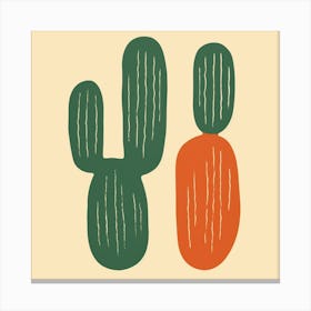 Rizwanakhan Simple Abstract Cactus Non Uniform Shapes Petrol 8 Canvas Print