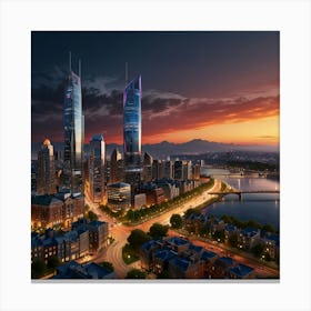 Skyline At Dusk Canvas Print