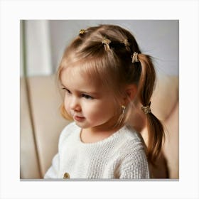 Firefly Stylish Toddler Girl With Sleek Ponytail And Gold Pin 42366 Canvas Print