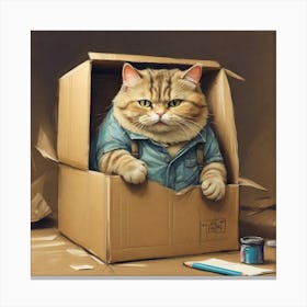 Cat In A Box 14 Canvas Print