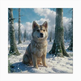 Dog In The Snow Canvas Print