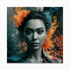 Woman With Blue Hair Canvas Print