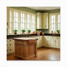 Kitchen With White Cabinets 1 Canvas Print