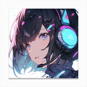 Anime Girl With Headphones 1 Canvas Print