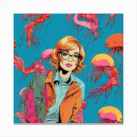 Girl With Jellyfish Canvas Print