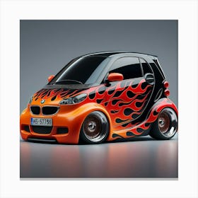 Smart Car With Flames Canvas Print