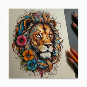 Lion Drawing Canvas Print