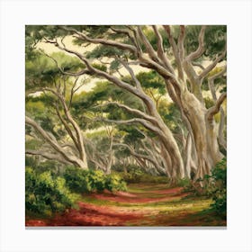 Tranquil Forest Reverie Twisted Trees And Rustling Leaves (1) Canvas Print