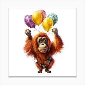 Orangutan With Balloons 1 Canvas Print