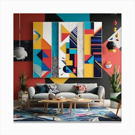 Novel, show-stopping, full-screen wall art with bold shapes, vibrant colors, and abstract patterns.4 Canvas Print