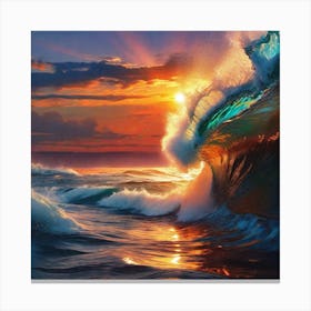 Ocean Wave At Sunset 3 Canvas Print