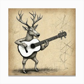 Deer Playing Guitar 2 Canvas Print