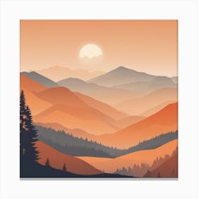 Misty mountains background in orange tone 115 Canvas Print