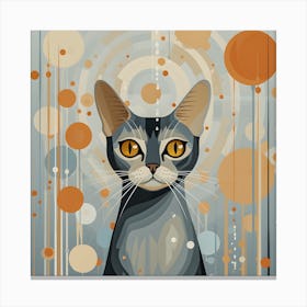 Abstract Cat Art - Geometric Modern Feline Decor Canvas Print