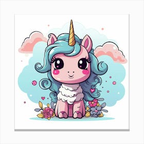 Unicorn With Rainbow Mane 46 Canvas Print