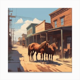 Horses In The Street Canvas Print